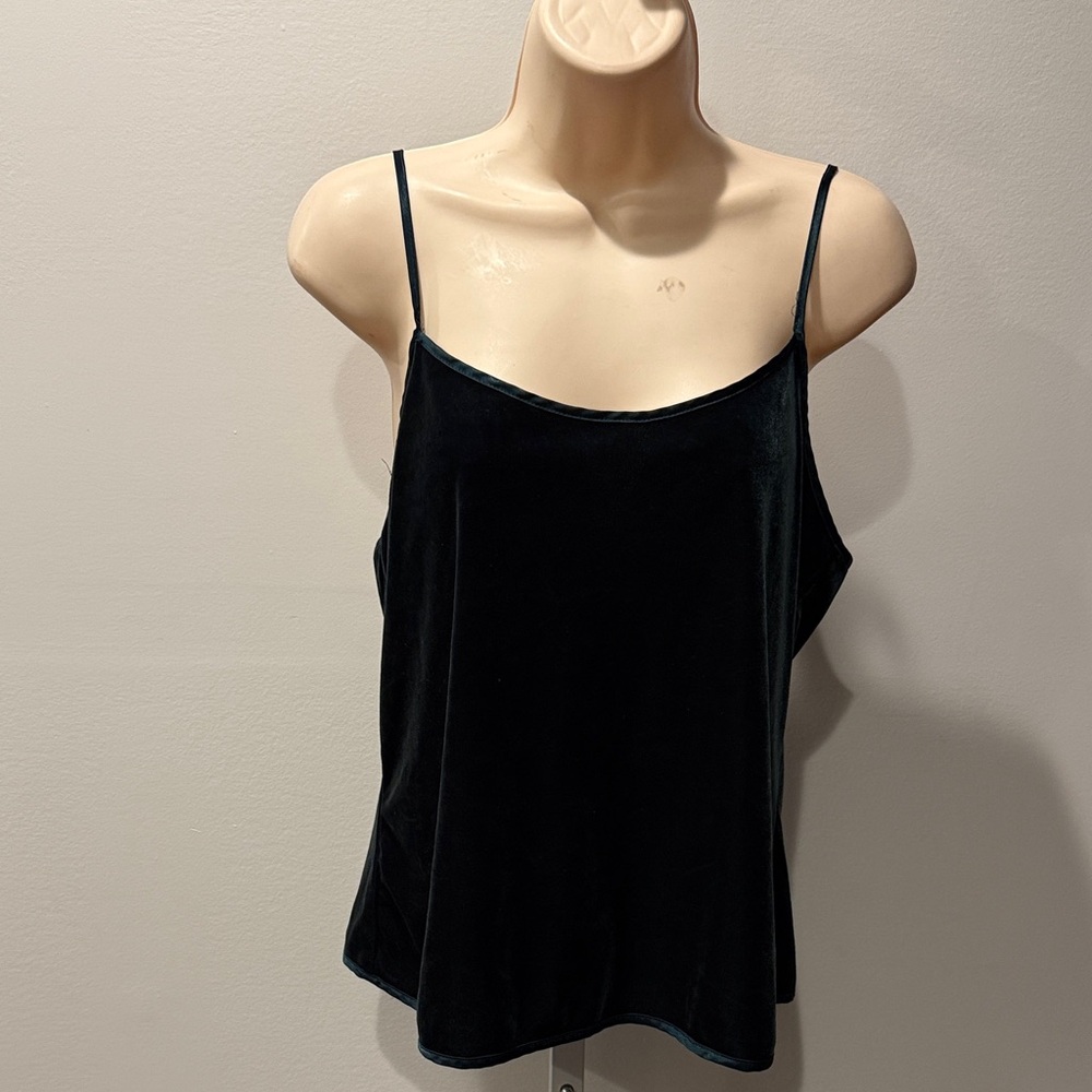 Chic Inner Most Women Size M Velvet Camisole Vintage Green Top Straps Tank Y2K